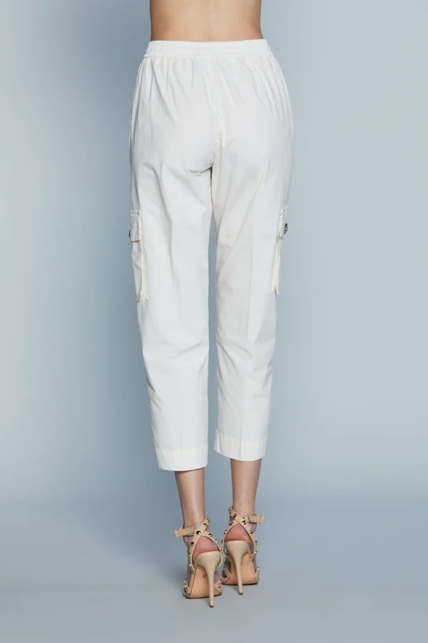 SALVADOR Pantalones de cintura alta con elástico y bolsillos capri. - Imagen 2