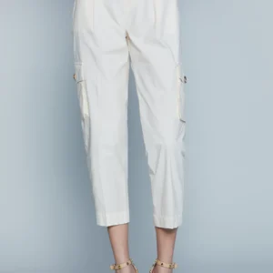 SALVADOR Pantalones de cintura alta con elástico y bolsillos capri.