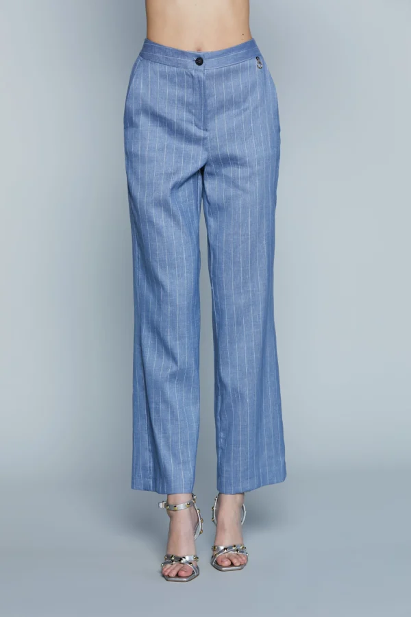 Pantalón CASTELLA de cintura alta con elástico y raya diplomática francesa - Imagen 4