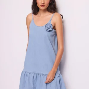 Mini vestido en denim de algodón