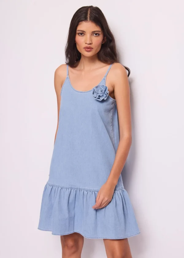 Mini vestido en denim de algodón