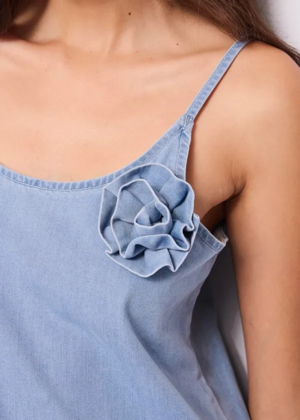Mini vestido en denim de algodón - Imagen 3