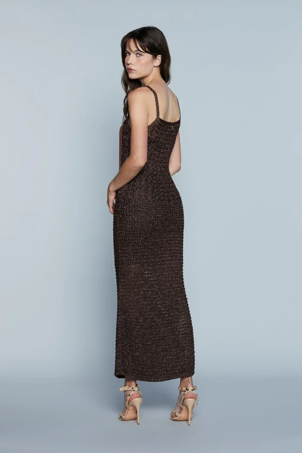 Vestido Largo AVILES S/M con Combinación más Flecos L.Crochet más Lurex - Imagen 3