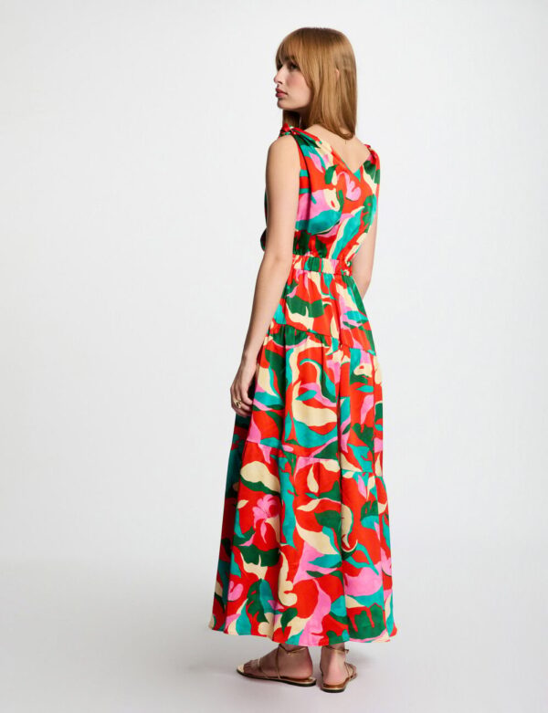 Vestido largo recto estampado multicolor mujer - Imagen 2