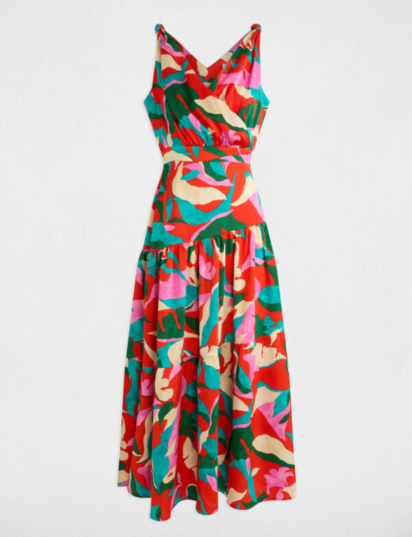 Vestido largo recto estampado multicolor mujer - Imagen 3