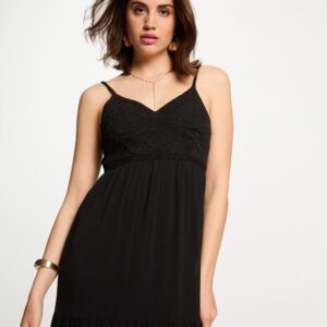 Vestido largo holgado bordado orange mujer color NEGRO