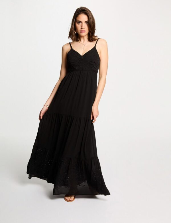 Vestido largo holgado bordado orange mujer color NEGRO - Imagen 3