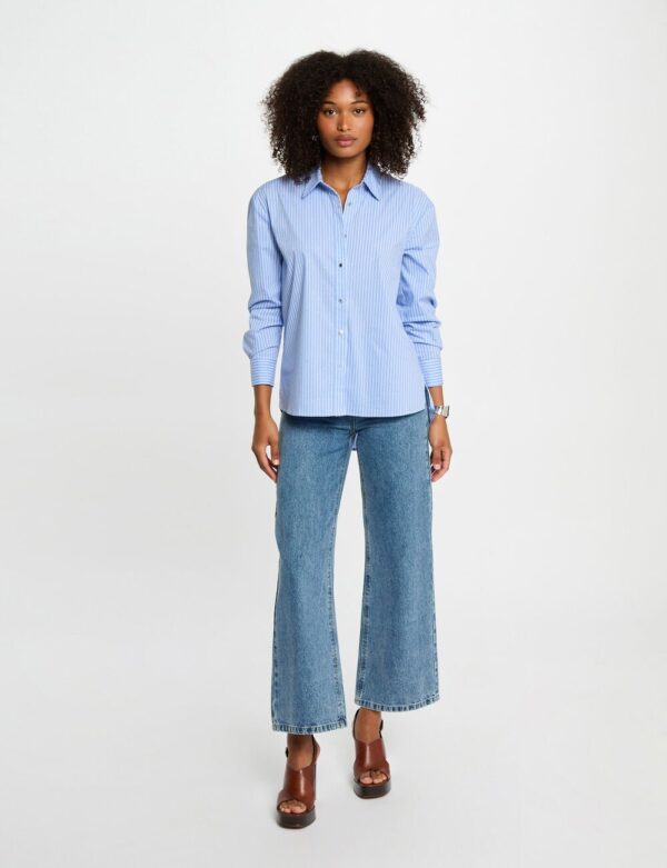 Camisa manga larga rayas azul cielo mujer - Imagen 3