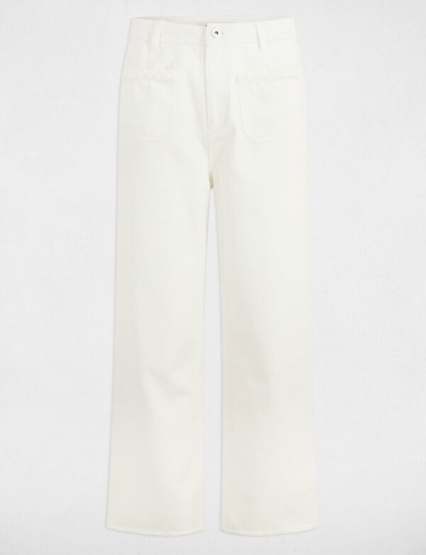 Vaquero flare talle alto blanco mujer - Imagen 4