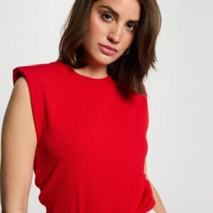 Jersey sin mangas rojo mujer