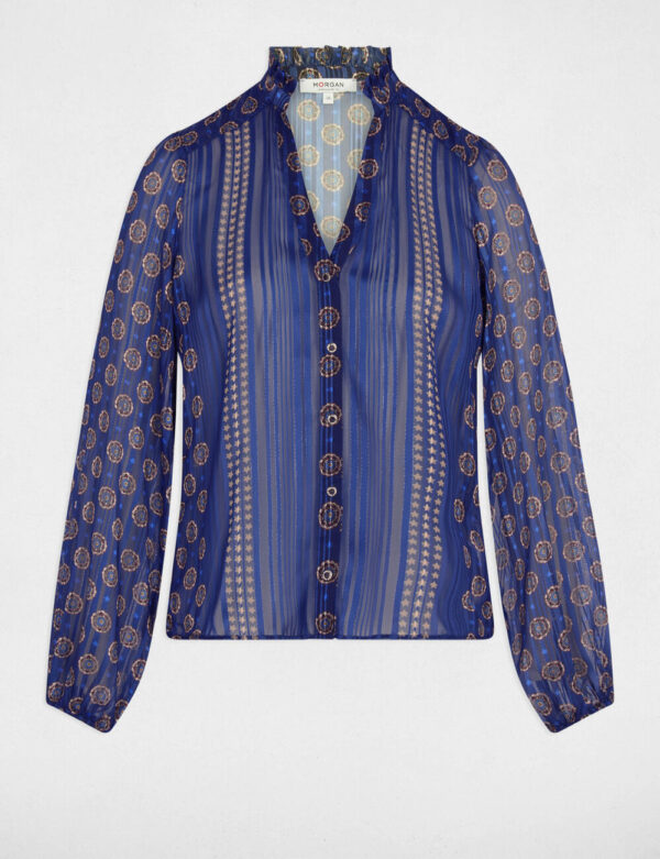 Camisa fluida estampada multicolor mujer