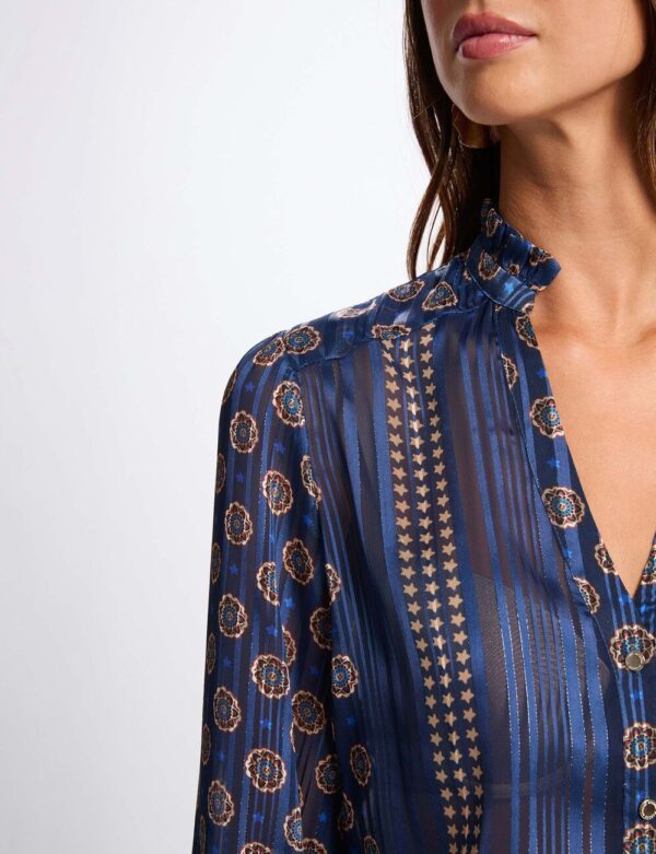 Camisa fluida estampada multicolor mujer - Imagen 4