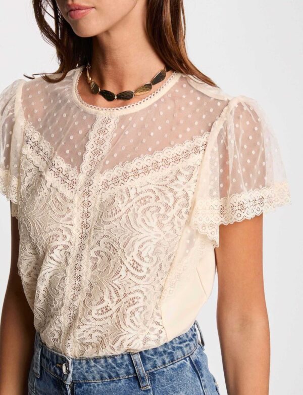 Camiseta manga corta crudo mujer - Imagen 2