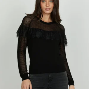 Camisa LECITA de manga larga con inserciones de malla y encaje