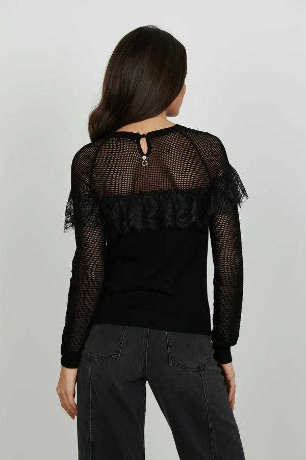 Camisa LECITA de manga larga con inserciones de malla y encaje - Imagen 3