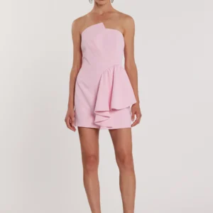 Vestido corto tipo bandeau de VAMPIRIA con panel de volantes