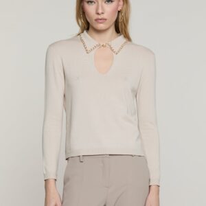 Jersey LOREMY con detalles de cadena - Marfil