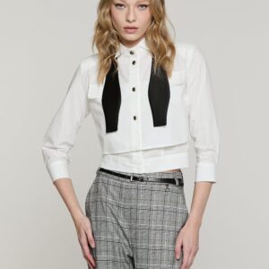 Camisa corta CORVINA con pajarita - Blanco