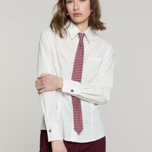 Camisa ZORA con corbata de lunares - Blanco
