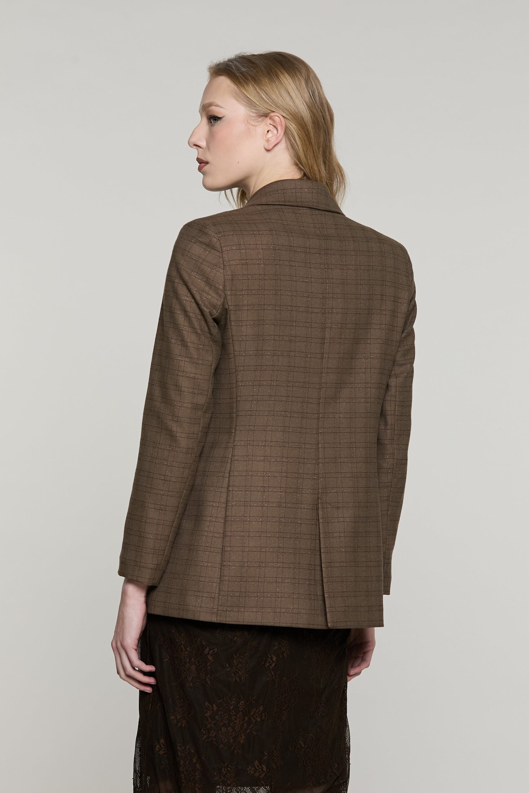 Blazer cruzado SUPERIOR de cuadros - Marrón de cuadros - Imagen 3